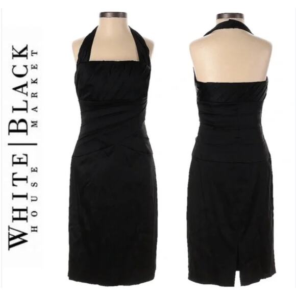 WHBM Womens Halter Mini Dress Size 00 Black LBD Classic Formal Cocktail HOCO NEW - Picture 1 of 12